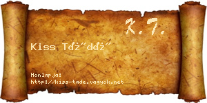 Kiss Tádé névjegykártya